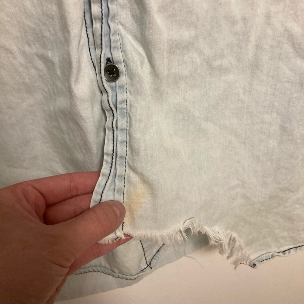 One teaspoon western distressed button down Jean denim long sleeve shirt stained - Picture 4 of 9
